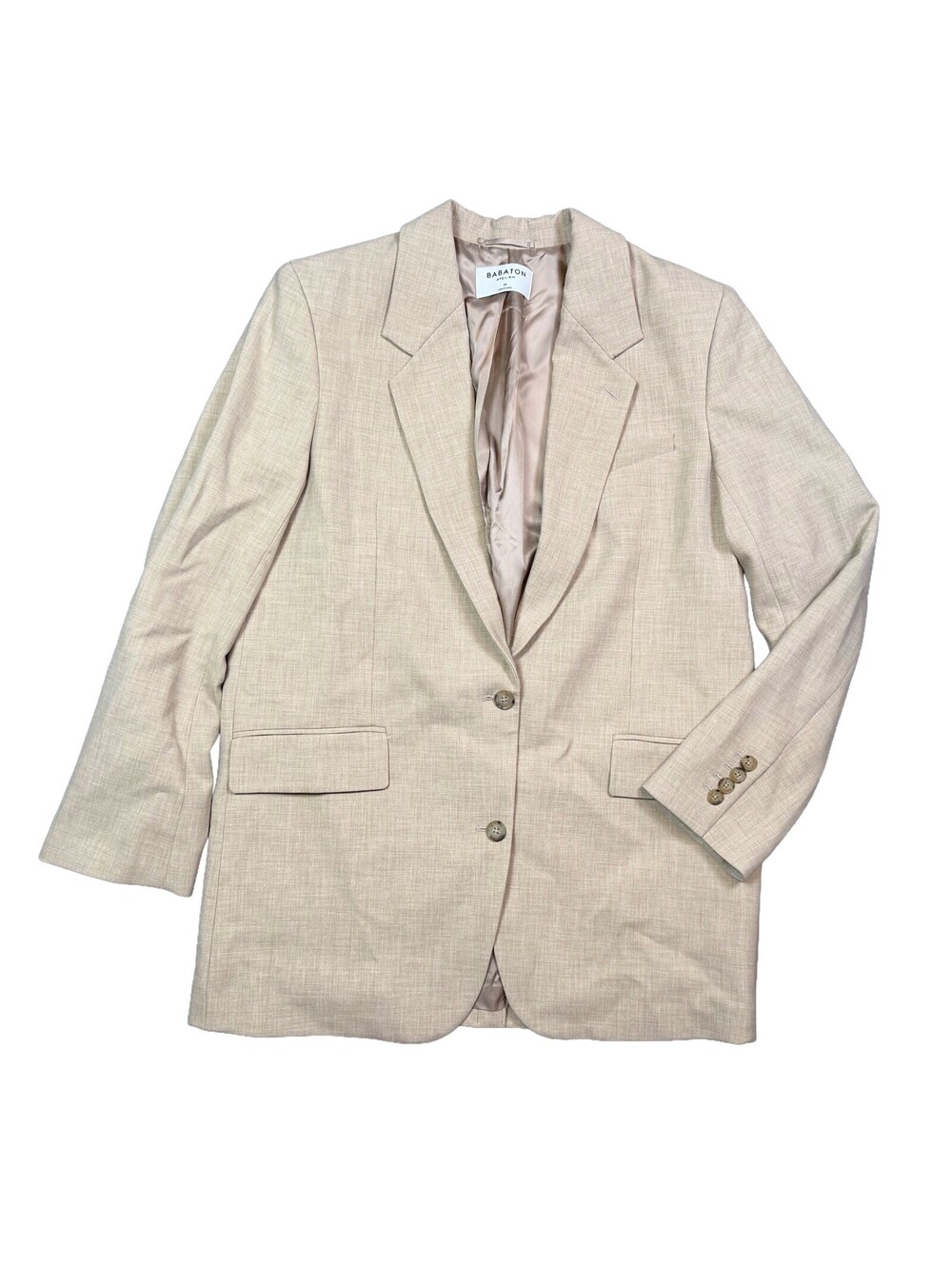 Aritzia Babaton Atelier Blazer Womens M Beige Oversized Suit Jacket Tailored